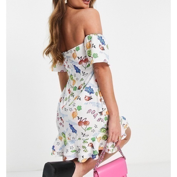 Dresses & Skirts - Fruits Summer Lace Up Bardot Frill Sleeve Mini Dress size 8